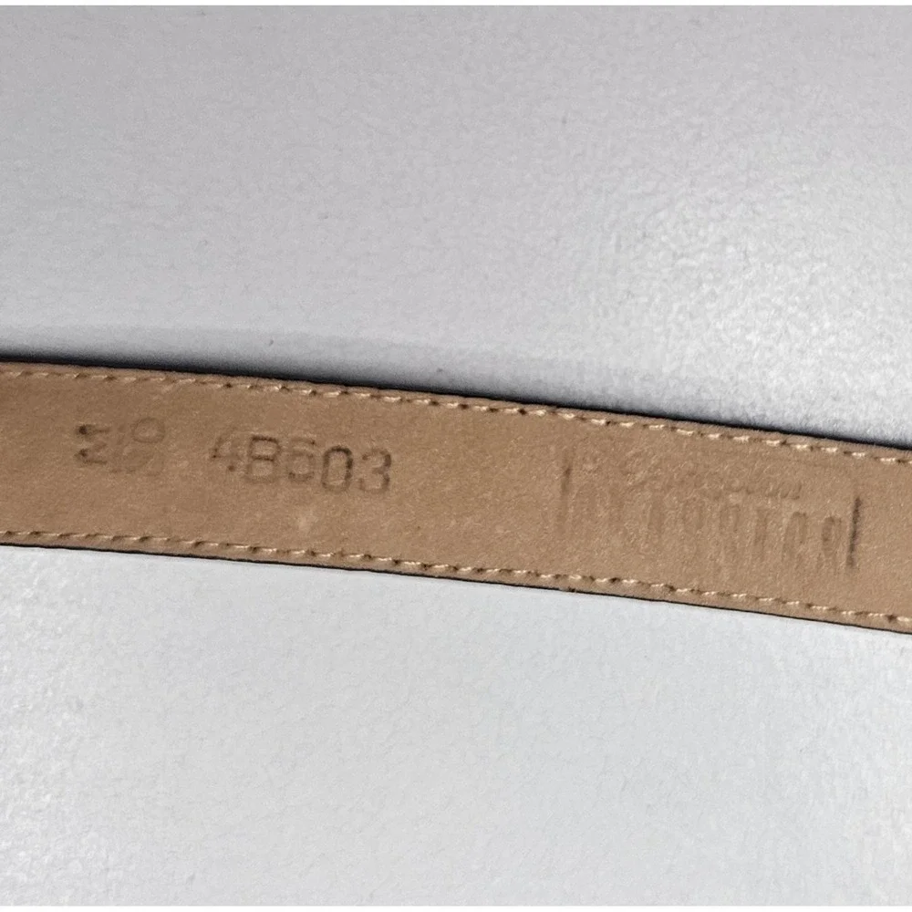 Brighton Classics Womens Belt Black Leather Embossed Gold Buckle Size M 27-31in‎